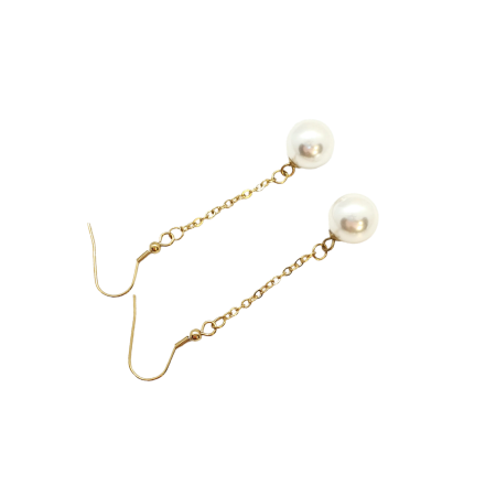 earrings steel gold long with pearl1